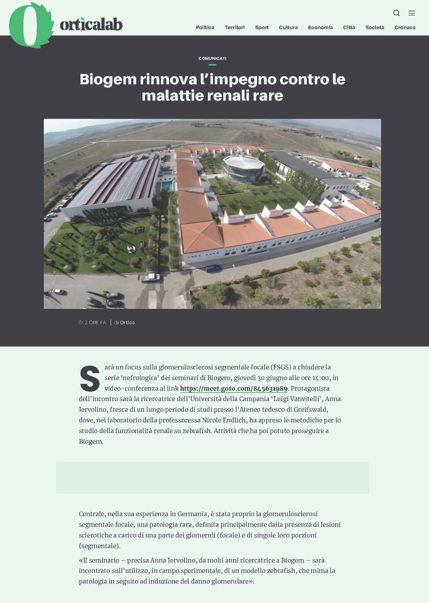 Biogem rinnova l’impegno contro le malattie renali rare